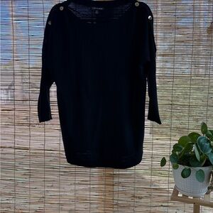 Cable & Gauge Black Knit Top with Gold Accents